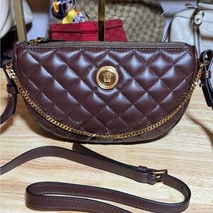 Versace Brown Quilted Leather Crossbody Bag